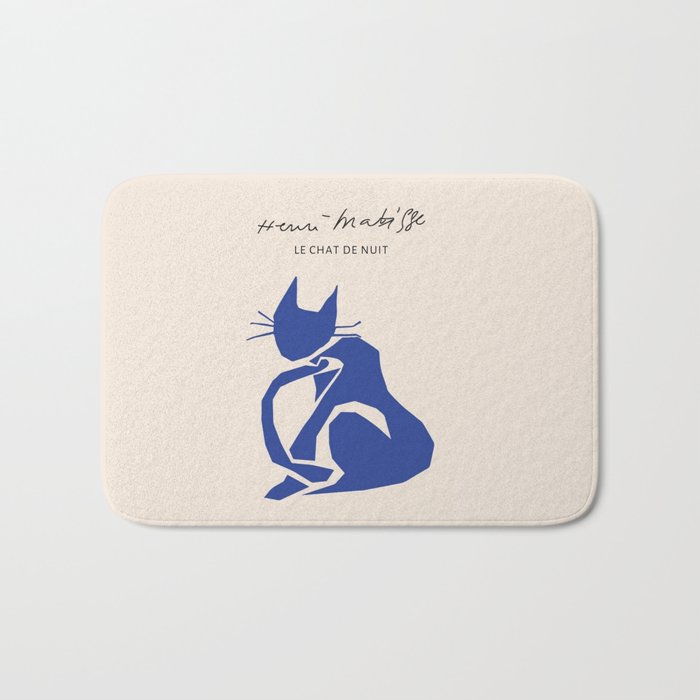 Henri Matisse 'The Night Cat' Blue Feline Abstract Figure Art Bath Mat Gallery Image 1