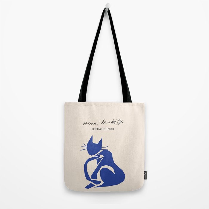 Henri Matisse 'The Night Cat' Blue Feline Abstract Figure Art Tote Bag Gallery Image 2