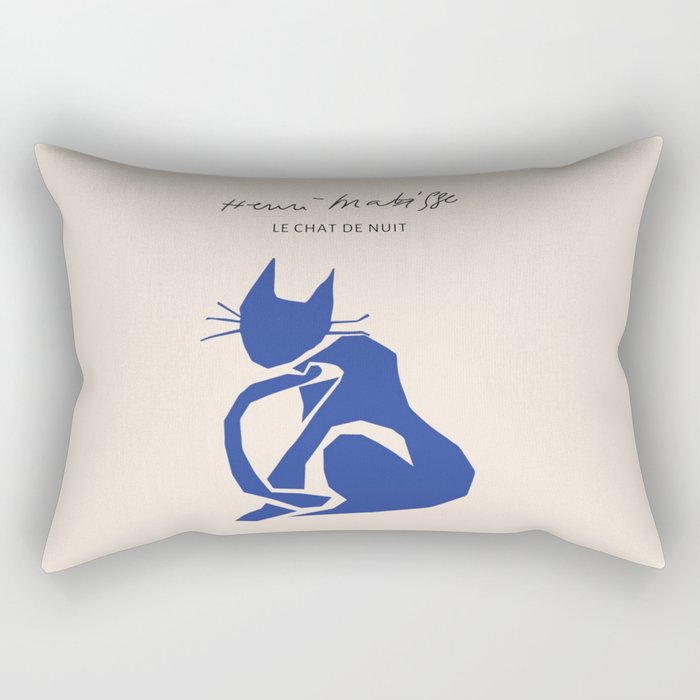 Henri Matisse 'The Night Cat' Blue Feline Abstract Figure Art Rectangular Pillow Gallery Image 1