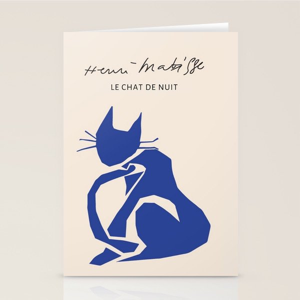 Henri Matisse 'The Night Cat' Blue Feline Abstract Figure Art Stationery Card Gallery Image 1