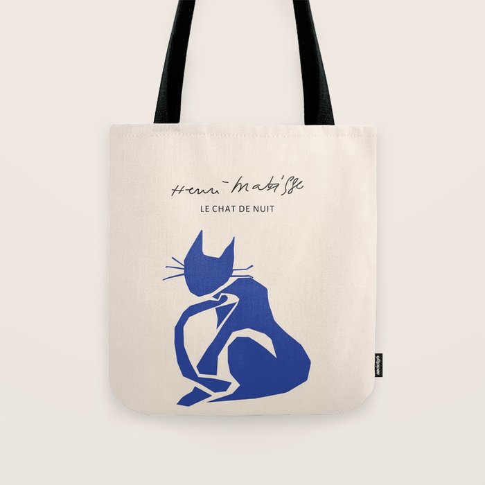 Henri Matisse 'The Night Cat' Blue Feline Abstract Figure Art Tote Bag Gallery Image 1