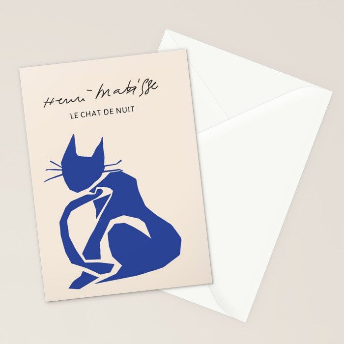 Henri Matisse 'The Night Cat' Blue Feline Abstract Figure Art Stationery Card Gallery Image 2