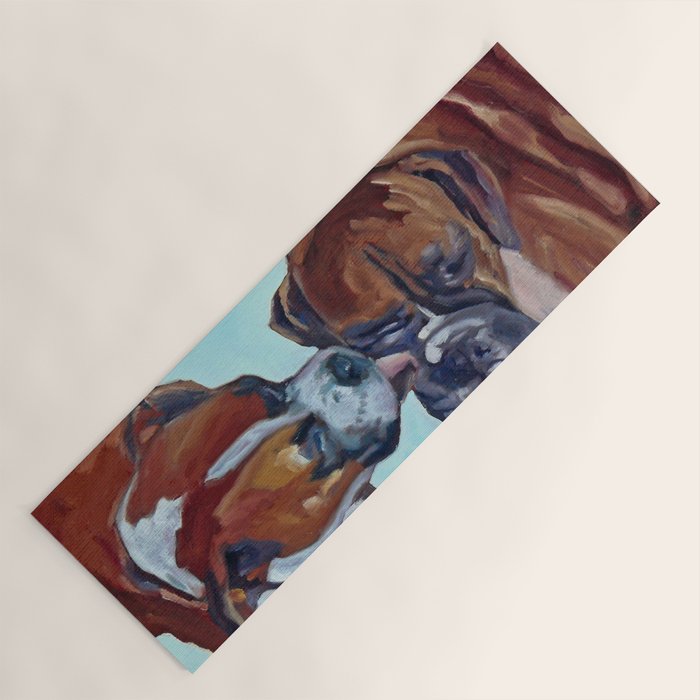Kissing Boxers Dogs Portrait Yoga Mat Gallery Image 1