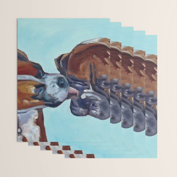 Kissing Boxers Dogs Portrait Wrapping Paper Gallery Image 3