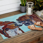 Kissing Boxers Dogs Portrait Outdoor Rug Gallery Image 2