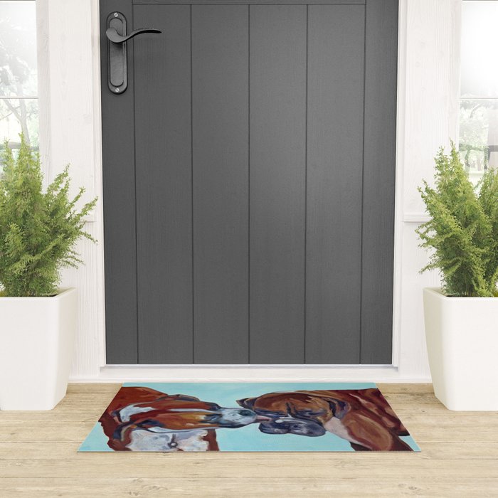Kissing Boxers Dogs Portrait Welcome Mat Gallery Image 3