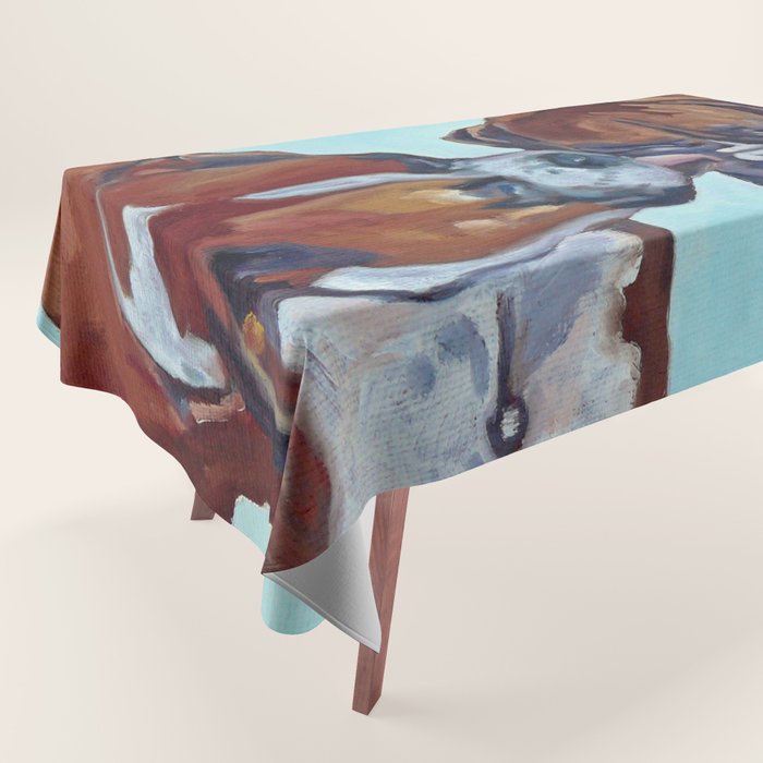 Kissing Boxers Dogs Portrait Tablecloth Gallery Image 1