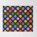 Funny colorful cartoon character face pattern Throw Blanket Gallery Image 2