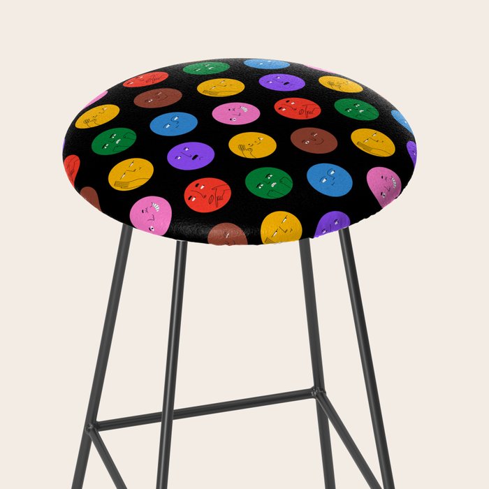 Funny colorful cartoon character face pattern Stool Gallery Image 2