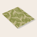 Mid Century Modern Botanical Pattern in Mid Mod Beige and Olive Green Notebook Gallery Image 2