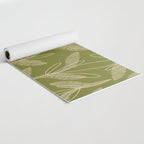 Mid Century Modern Botanical Pattern in Mid Mod Beige and Olive Green Yoga Mat Gallery Image 2