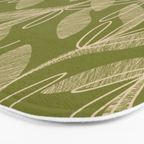 Mid Century Modern Botanical Pattern in Mid Mod Beige and Olive Green Bath Mat Gallery Image 3
