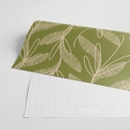 Mid Century Modern Botanical Pattern in Mid Mod Beige and Olive Green Wrapping Paper Gallery Image 2