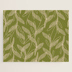 Mid Century Modern Botanical Pattern in Mid Mod Beige and Olive Green Jigsaw Puzzle Gallery Image 1