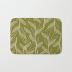 Mid Century Modern Botanical Pattern in Mid Mod Beige and Olive Green Bath Mat Gallery Image 1