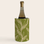 Mid Century Modern Botanical Pattern in Mid Mod Beige and Olive Green Wine Chiller Gallery Image 1