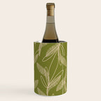 Mid Century Modern Botanical Pattern in Mid Mod Beige and Olive Green Wine Chiller Gallery Image 3