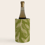 Mid Century Modern Botanical Pattern in Mid Mod Beige and Olive Green Wine Chiller Gallery Image 2
