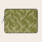Mid Century Modern Botanical Pattern in Mid Mod Beige and Olive Green Laptop Sleeve Gallery Image 1