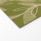 Mid Century Modern Botanical Pattern in Mid Mod Beige and Olive Green Welcome Mat Gallery Image 2