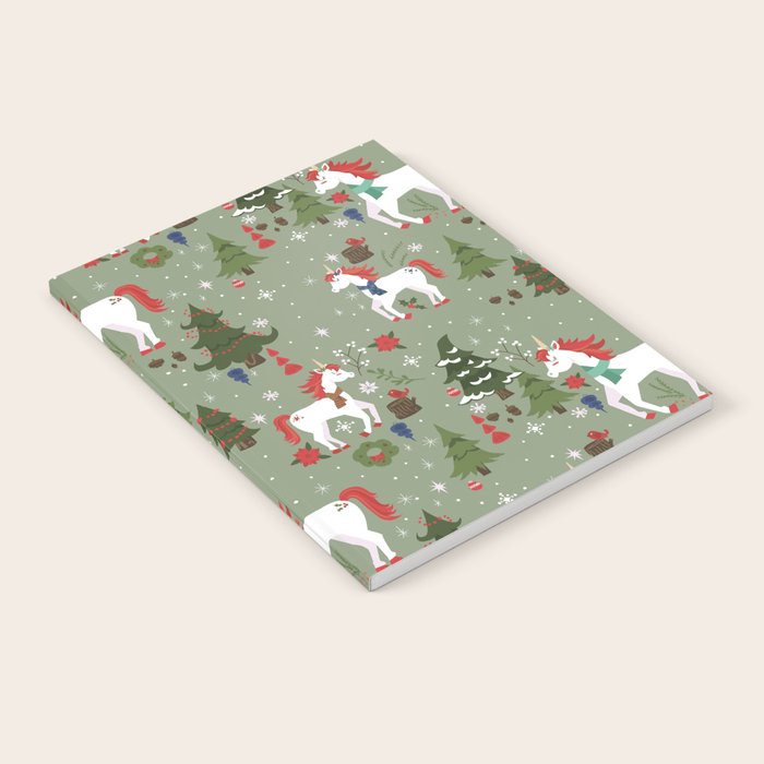 Christmas Winter Unicorn Pattern Notebook Gallery Image 1