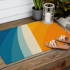 Abstract colorful landscape with wavy sea and sun Outdoor Rug Gallery Image 2