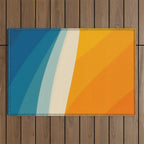 Abstract colorful landscape with wavy sea and sun Outdoor Rug Gallery Image 1