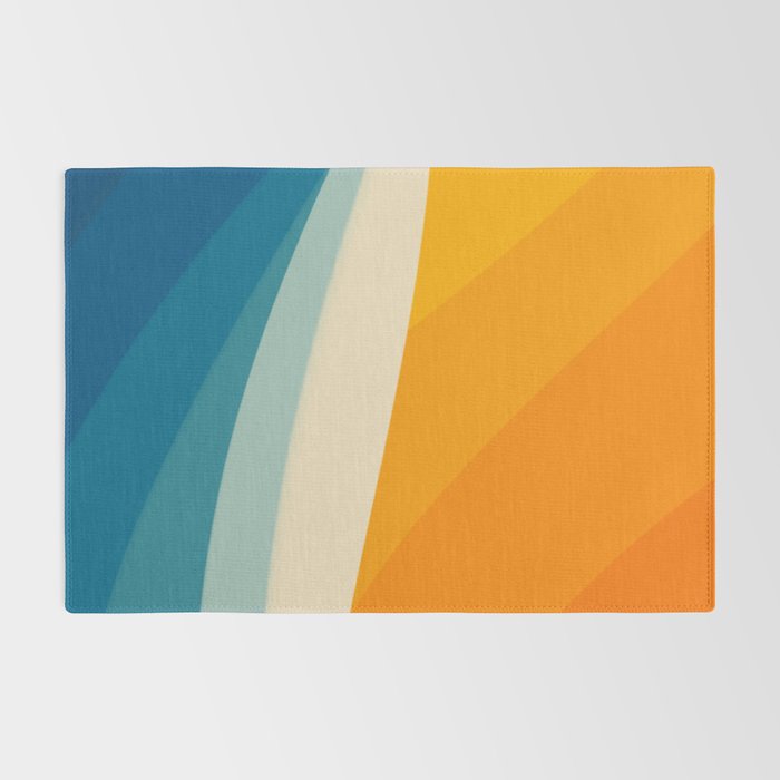 Abstract colorful landscape with wavy sea and sun Rug Gallery Image 2