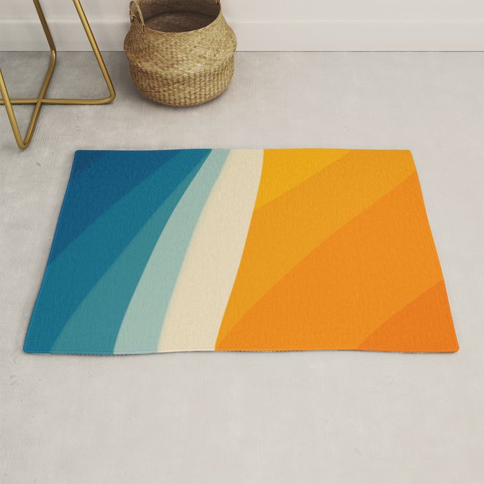 Abstract colorful landscape with wavy sea and sun Rug Gallery Image 1