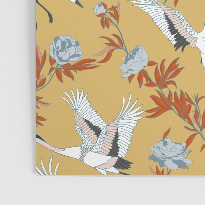 Japanese Ornate Heron Pattern Saffron Gold II Poster Gallery Image 3