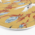 Japanese Ornate Heron Pattern Saffron Gold II Bath Mat Gallery Image 3