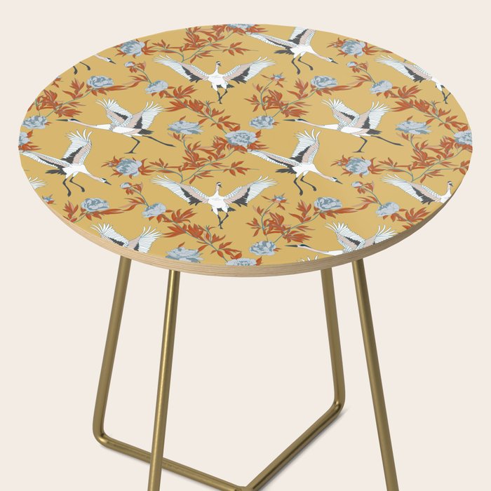 Japanese Ornate Heron Pattern Saffron Gold II Side Table Gallery Image 2