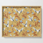 Japanese Ornate Heron Pattern Saffron Gold II Serving Tray Gallery Image 1