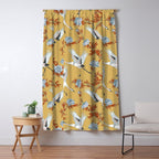 Japanese Ornate Heron Pattern Saffron Gold II Window Curtain Gallery Image 5
