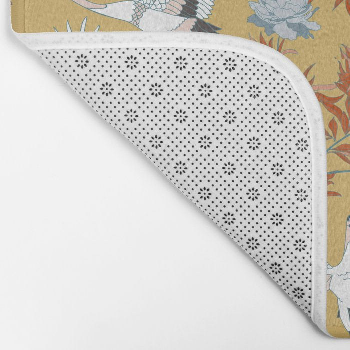 Japanese Ornate Heron Pattern Saffron Gold II Bath Mat Gallery Image 2