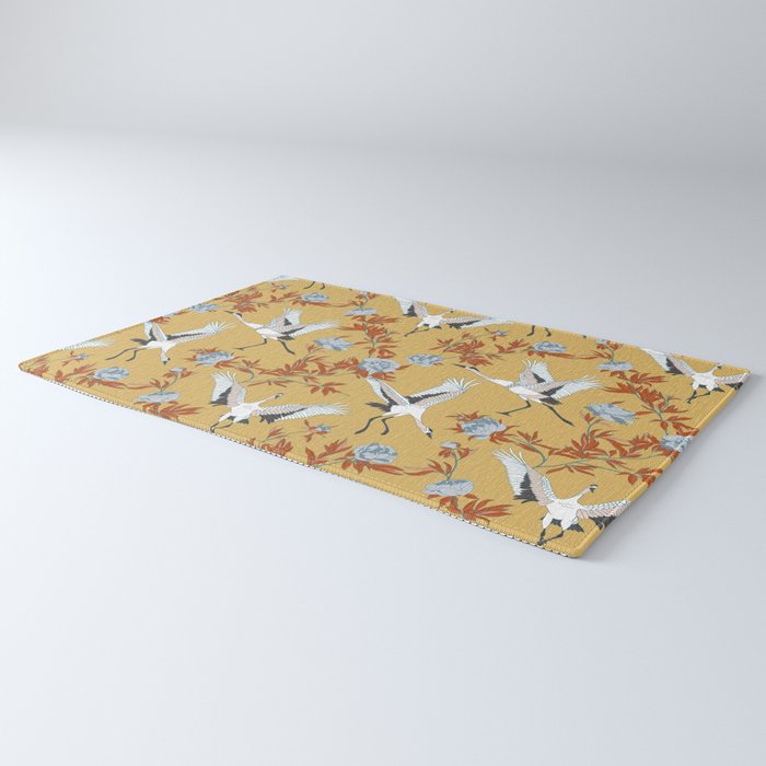 Japanese Ornate Heron Pattern Saffron Gold II Rug Gallery Image 3
