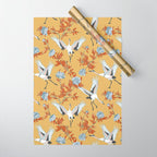 Japanese Ornate Heron Pattern Saffron Gold II Wrapping Paper Gallery Image 1