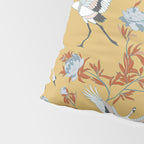 Japanese Ornate Heron Pattern Saffron Gold II Pillow Sham Gallery Image 4