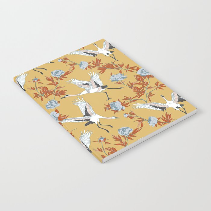 Japanese Ornate Heron Pattern Saffron Gold II Notebook Gallery Image 1