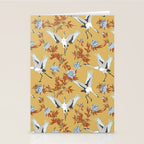 Japanese Ornate Heron Pattern Saffron Gold II Stationery Card Gallery Image 2