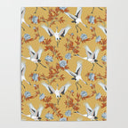 Japanese Ornate Heron Pattern Saffron Gold II Poster Gallery Image 4