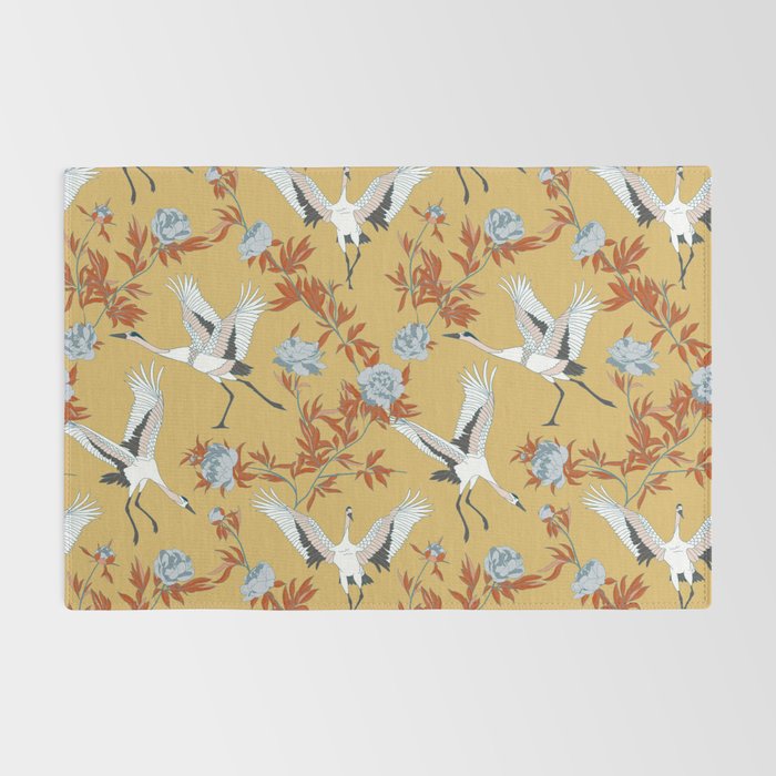 Japanese Ornate Heron Pattern Saffron Gold II Rug Gallery Image 2