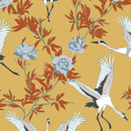 Japanese Ornate Heron Pattern Saffron Gold II Coffee Mug Gallery Image 2