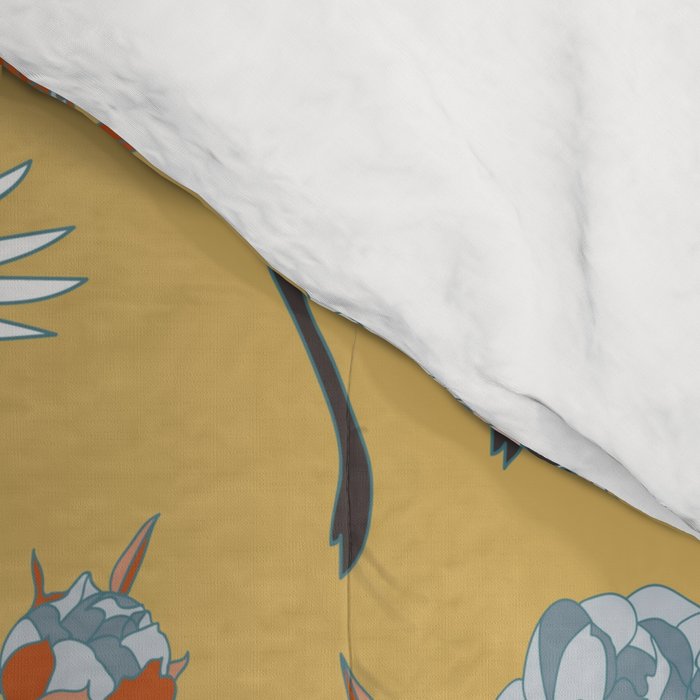 Japanese Ornate Heron Pattern Saffron Gold II Comforter Gallery Image 4