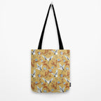 Japanese Ornate Heron Pattern Saffron Gold II Tote Bag Gallery Image 2