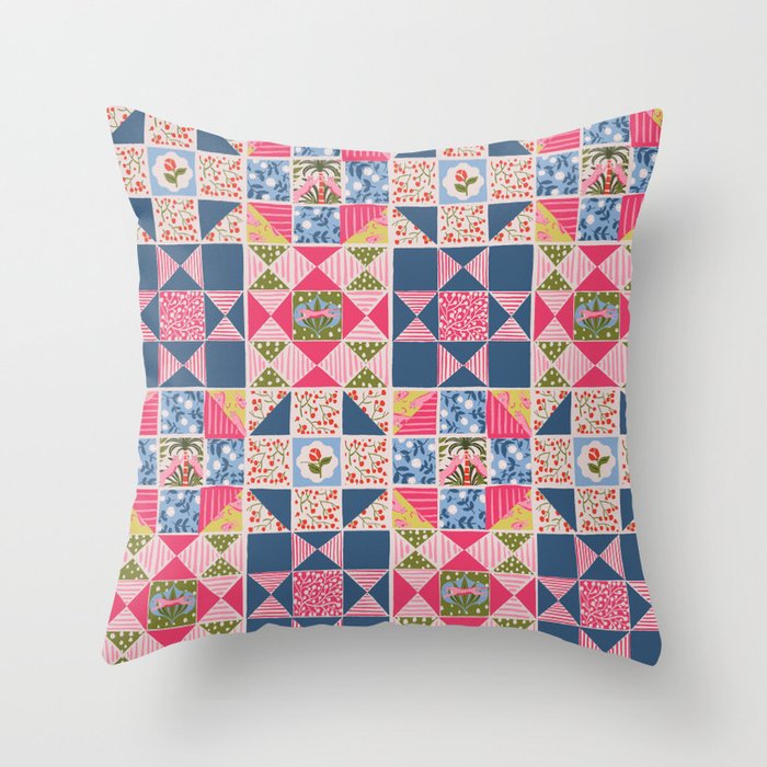 Modern Preppy Leopard Cat Jungle Oasis Throw Pillow Gallery Image 1