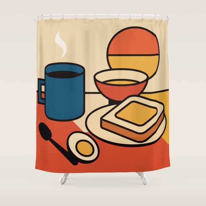 Colorful Breakfast Setup Shower Curtain Gallery Image 1