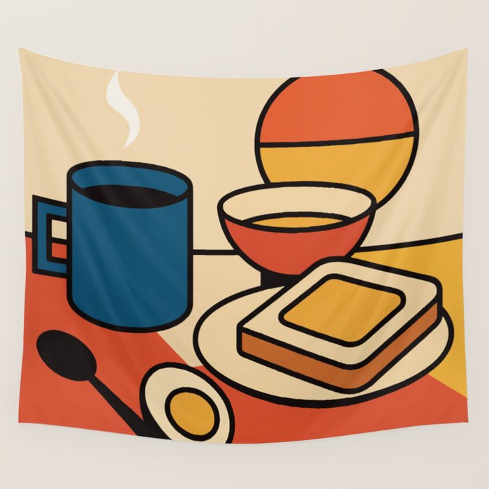 Colorful Breakfast Setup Wall Tapestry Gallery Image 4
