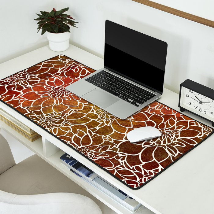 Dahlia Flower Pattern 18 Desk Mat Gallery Image 2