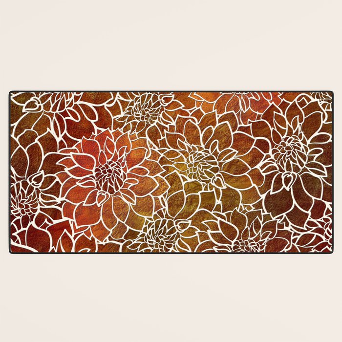 Dahlia Flower Pattern 18 Desk Mat Gallery Image 3